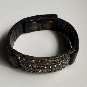 Rebel Designs Leather and Crystal Bracelet